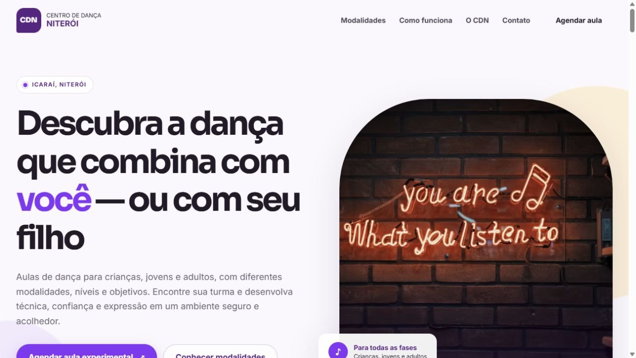 Site do Centro de Dança Niterói