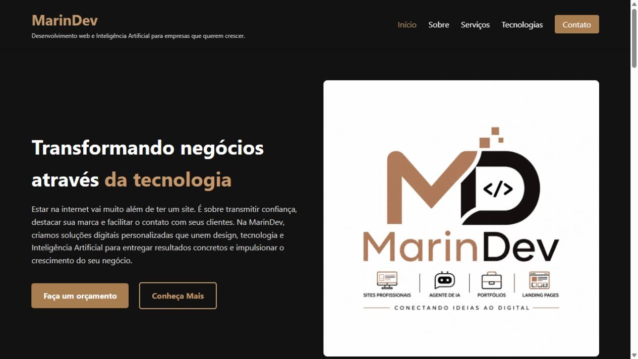 Página inicial da MarinDev